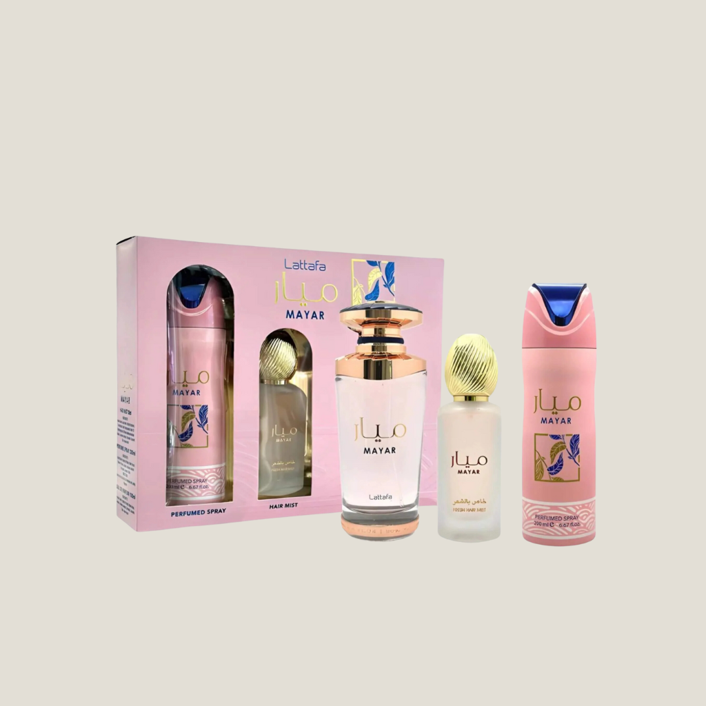 Set Lattafa Mayar Women Perfume + Desodorante + Hair Mist