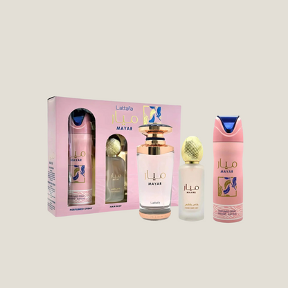 Set Lattafa Mayar Women Perfume + Desodorante + Hair Mist